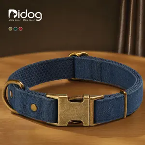 Didog Vintage Dog Collars for Small to Large Dogs, Soft Padded Premium Nylon Dog Collar with Quick Release Metal Buckle, Durable & Adjustable Pet Collars for Boy Gifts，Fit（10-22）