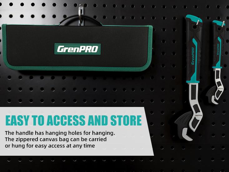 GrenPRO 2-Piece Industrial Grade Metal Ratchet Wrenches Set - 8" & 12" Adjustable Self-Locking Ratcheting Pipe Wrenches, Less Regripping Flexible Head Tools for Plumbing Repair, Faucet Installation