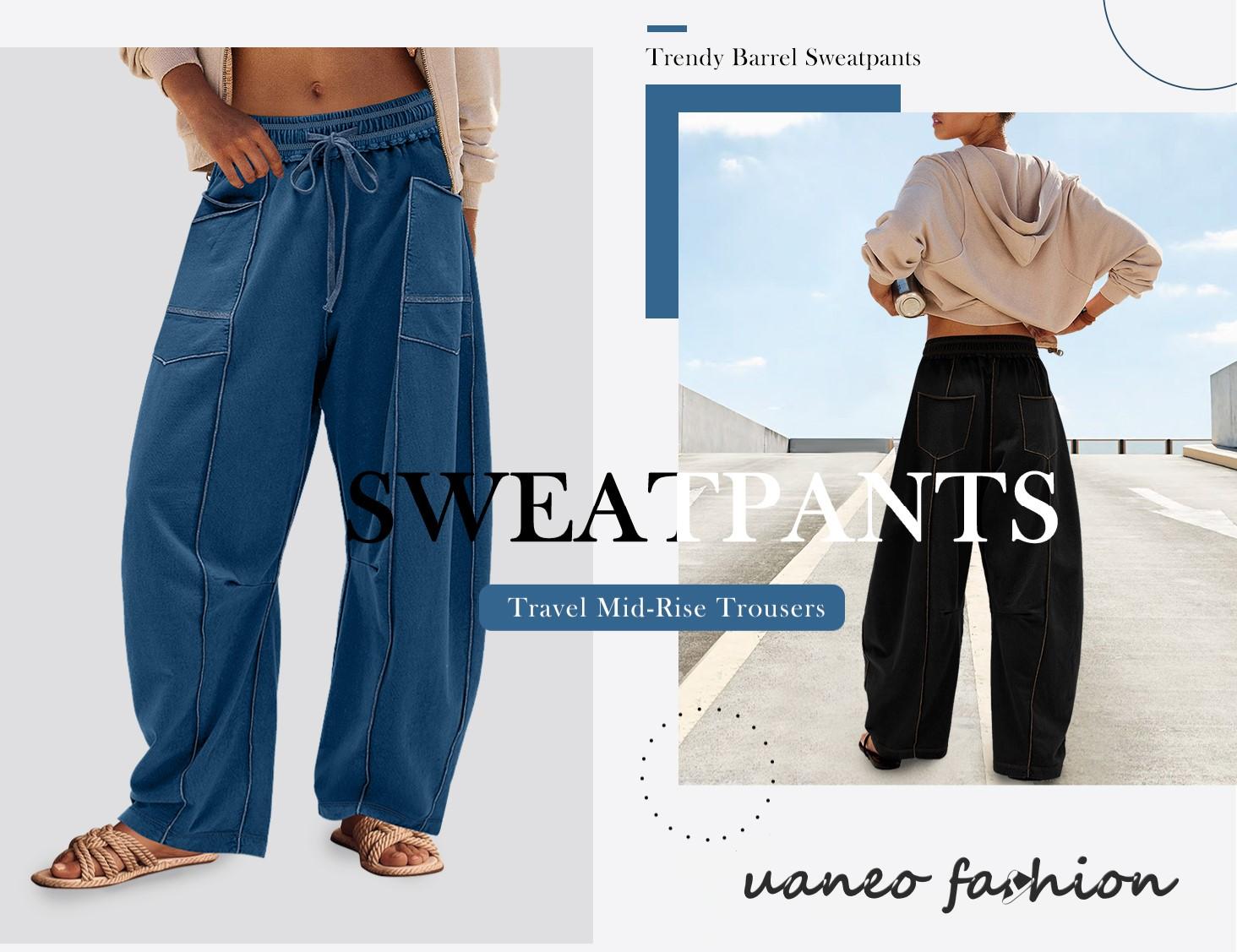 UANEO Women's Baggy Barrel Pants Wide Leg Lounge Drawstring Sweatpants with Pockets Minimalist Bottoms Casual Style Comfortable Breathable Material TikTokShopBlackFriday UANEO Women's Baggy Barrel Pants Wide Leg Lounge Drawstring Sweatpants with Pockets Minimalist Bottoms Casual Style Comfortable Breathable Material TikTokShopBlackFriday