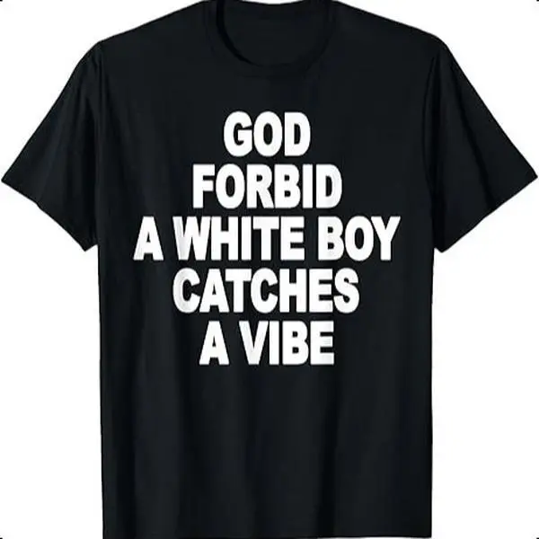 Men's God Forbid A White Boy Catches A Vibe Custom Printed Crew Neck T-Shirt - Flannels, Funny Dad Joke Graphic Tee, All Seasons Apparel, Full Size Range Up To 3XL, Retro Nutcracker Christmas Tree Wicked Merchandise, Gift Option, Funny T Shirt, T Shirts