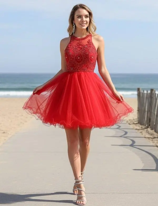 Red Graduation Dress | Commencement Ceremony Party Outfit by MQ1643