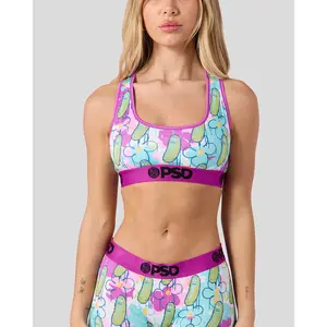 PSD Womens Rick and Morty - Pickle Drip Racerback Sports Bra - Comfortable, Breathable, Ultra-light Fabric
