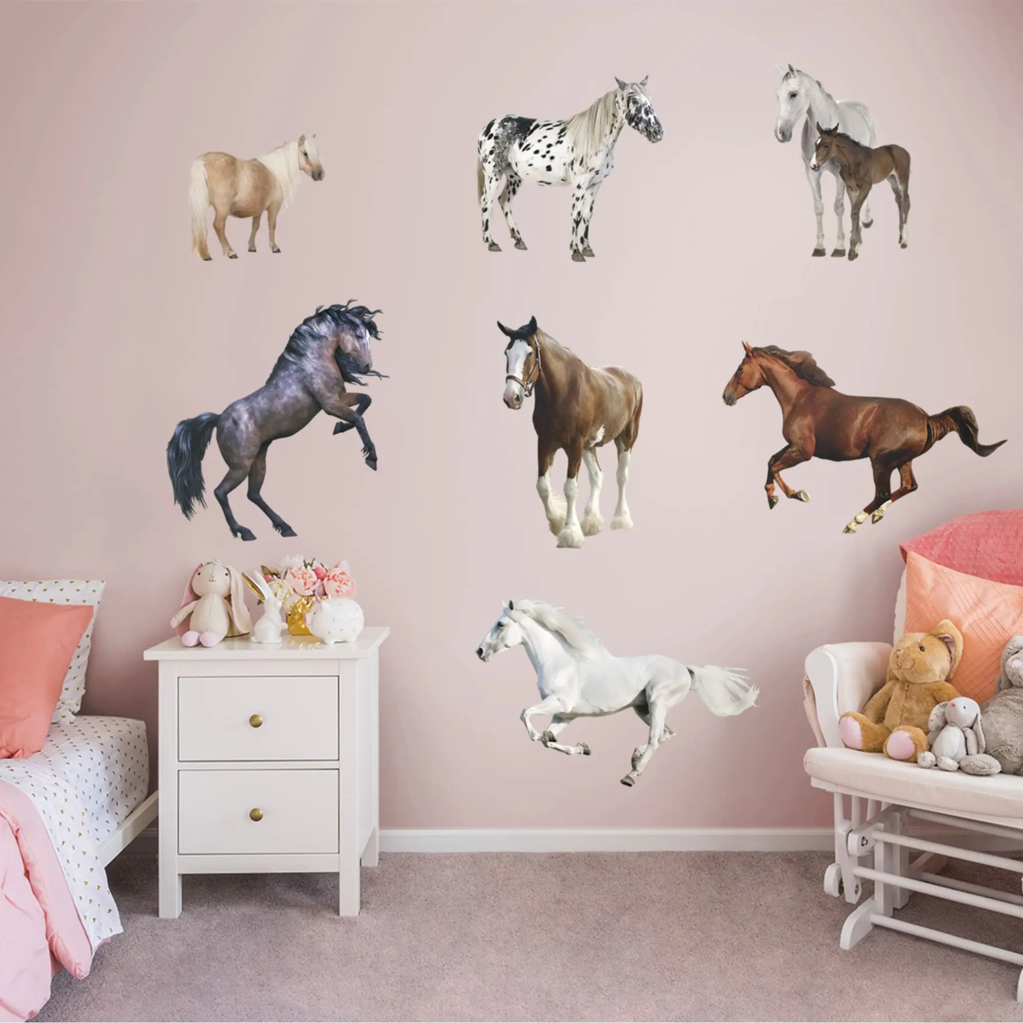 Horse Themed Decorative Vinyl Decal Wall Stickers & Large Size Murals, Sticker Deco, Smooth Peel and Stick Reusable Removable Decor, Sticks to Most Smooth Surfaces, Ideal for Equestrian Enthusiasts’ Room, Features Various Breeds