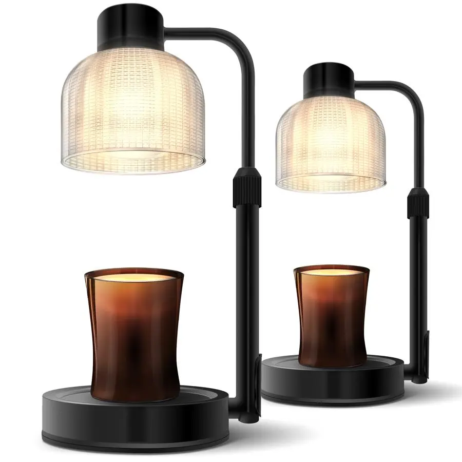 Adjustable Height Metal Dimmable Candle Warmer Lamp with 24-Hour Timing Cycle, 1/2 Fragrance Jar Glass Warmers, Design-Focused Desk Lamp for Home Decor, Fragrance Diffuse, Holiday Gift Idea