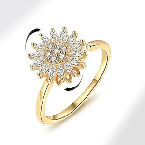 G Spinning Sunflower Worry Ring for Anxiety Relief - Perfect Gift for Friendship and Family  Mother’s Day