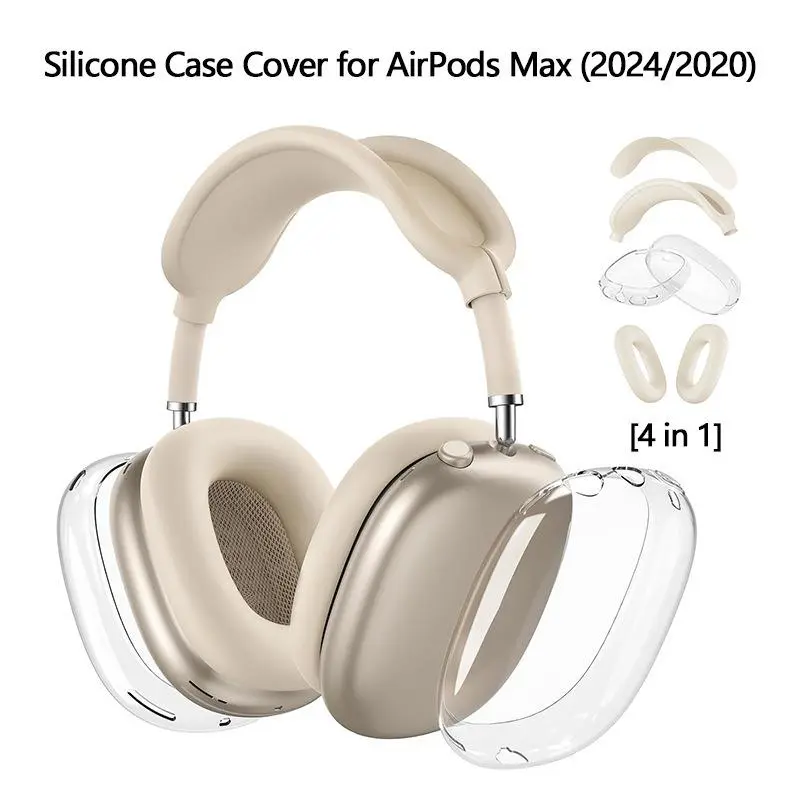 Transparent TPU Three Piece Set for Airpods Max Case Accessories Headphones Ear Pads Scratch Resistant Hearing Aid Case EJBHT07