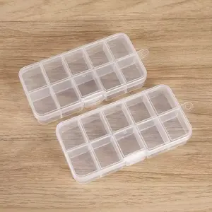 【E004】10 Grids Storage Box Transparent Plastic Organizer for Jewelry Beads and Small Items
