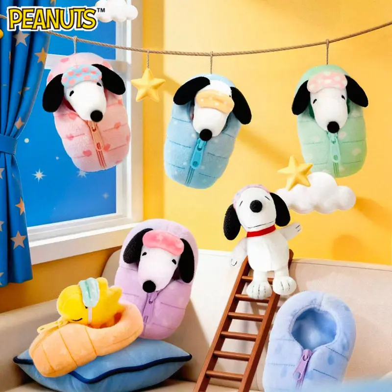 [Random One]SNOOPY Sleeping Bag Series – Cute Collectible Plush, Perfect Gift for Peanuts Fans, Adorable Cozy Snoopy in Soft Sleeping Bag Design for Display & Cuddling!