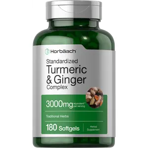 Horbäach Turmeric and Ginger Supplement | 3000 mg 180 Softgel Pills | with Black Pepper Extract | Non-GMO, Gluten Free Supplement