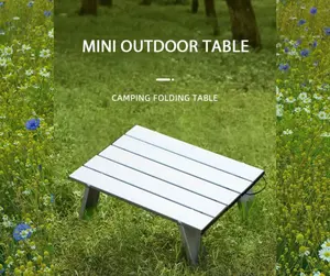 16in Aluminum Alloy Portable Mini Outdoor Table | Lunch, Brunch, or Dinner In The Park, Picnic, Camping, Serving Table, Hibachi Grill Riser Table | Durable, Sleek, Modern, Foldable, Versatile