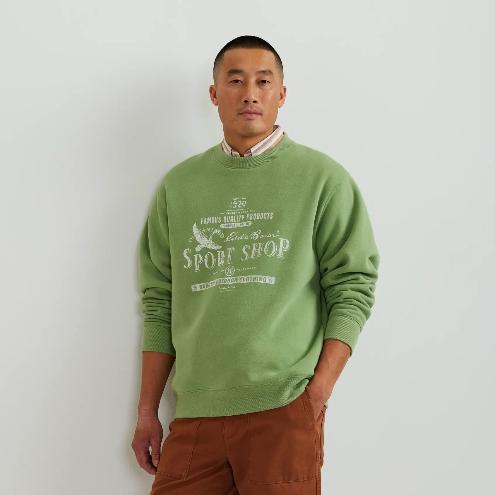 Eddie Bauer Men’s Vintage Soft Sport Shop Crew Everyday Comfort Weekend