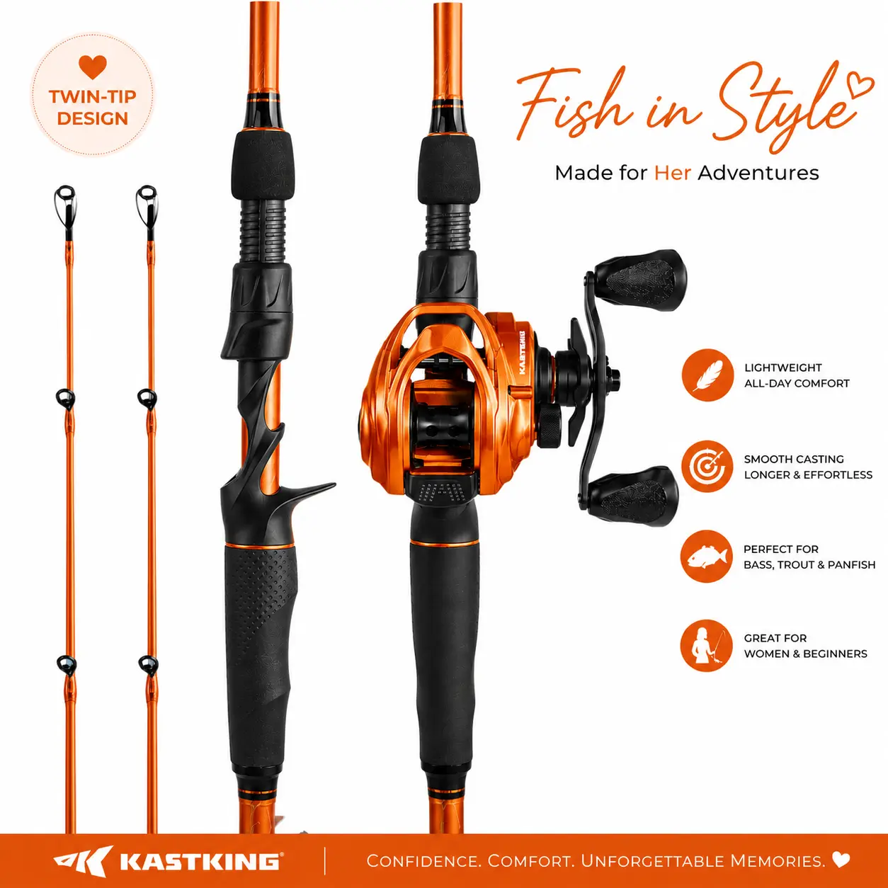 KastKing Lethal Blaze Fishing Rod & Reel Combo | Lightweight IM6 Graphite | Easy Casting | Perfect for Beginners, Women & Weekend Fishing | Bass • Trout • Freshwater