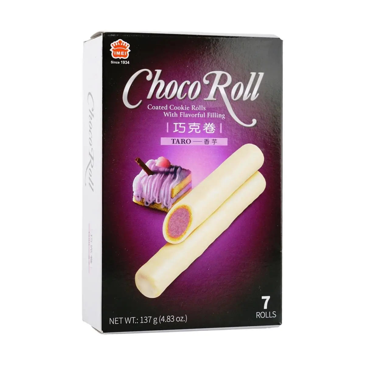 IMEI Taiwan Taro Chocolate Wafer Rolls 137g - Crispy Snack for Tea Time & Gifts