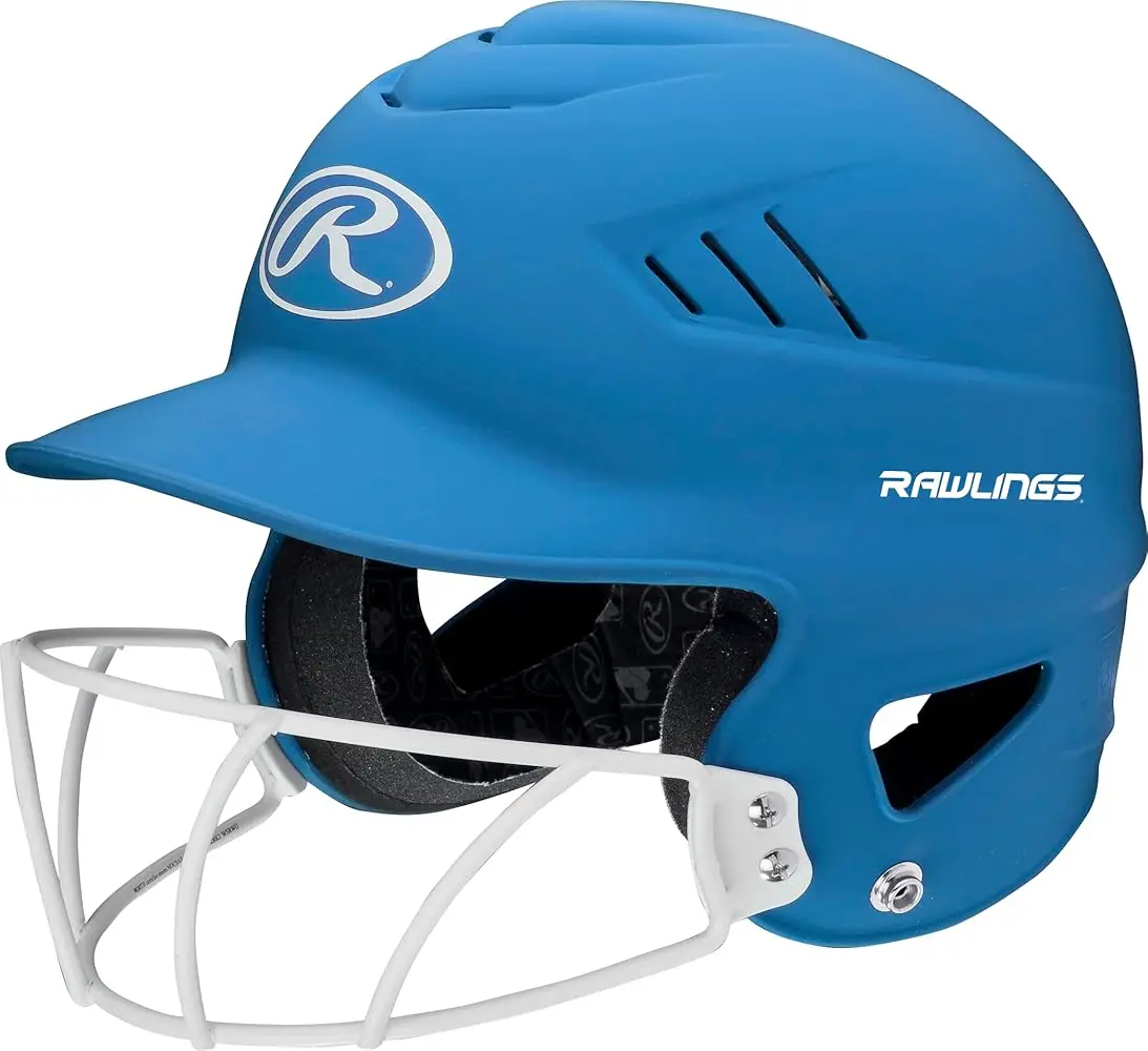 Rawlings COOLFLO Matte Columbia Blue Batting Helmet with Face Guard for Most Sizes 6 1/2-7 1/2