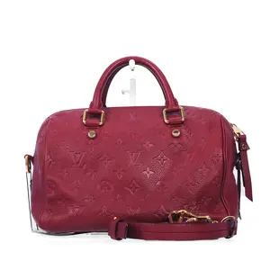 Pre-owned Louis Vuitton Calfskin Crossbody Bag Speedy Bandouliere 25 Red Monogram Empreinte 49438793 c
