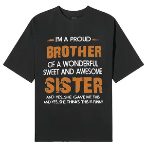 Men's "brother and sister" T-shirt, crew neck casual wear, spring and summer.