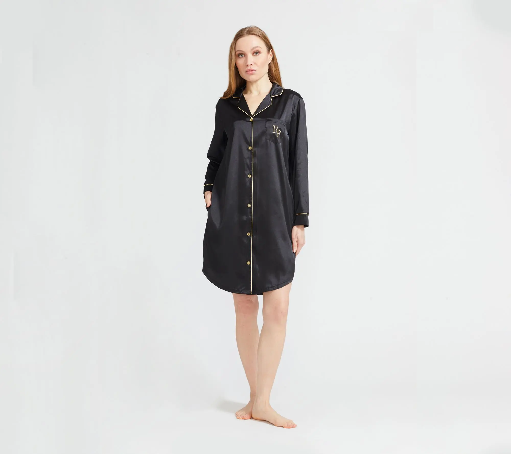 Randy Fenoli Sleepwear Satin Long Sleeve Button Down Sleep Shirt Randy Fenoli Sleepwear Satin Long Sleeve Button Down Sleep Shirt