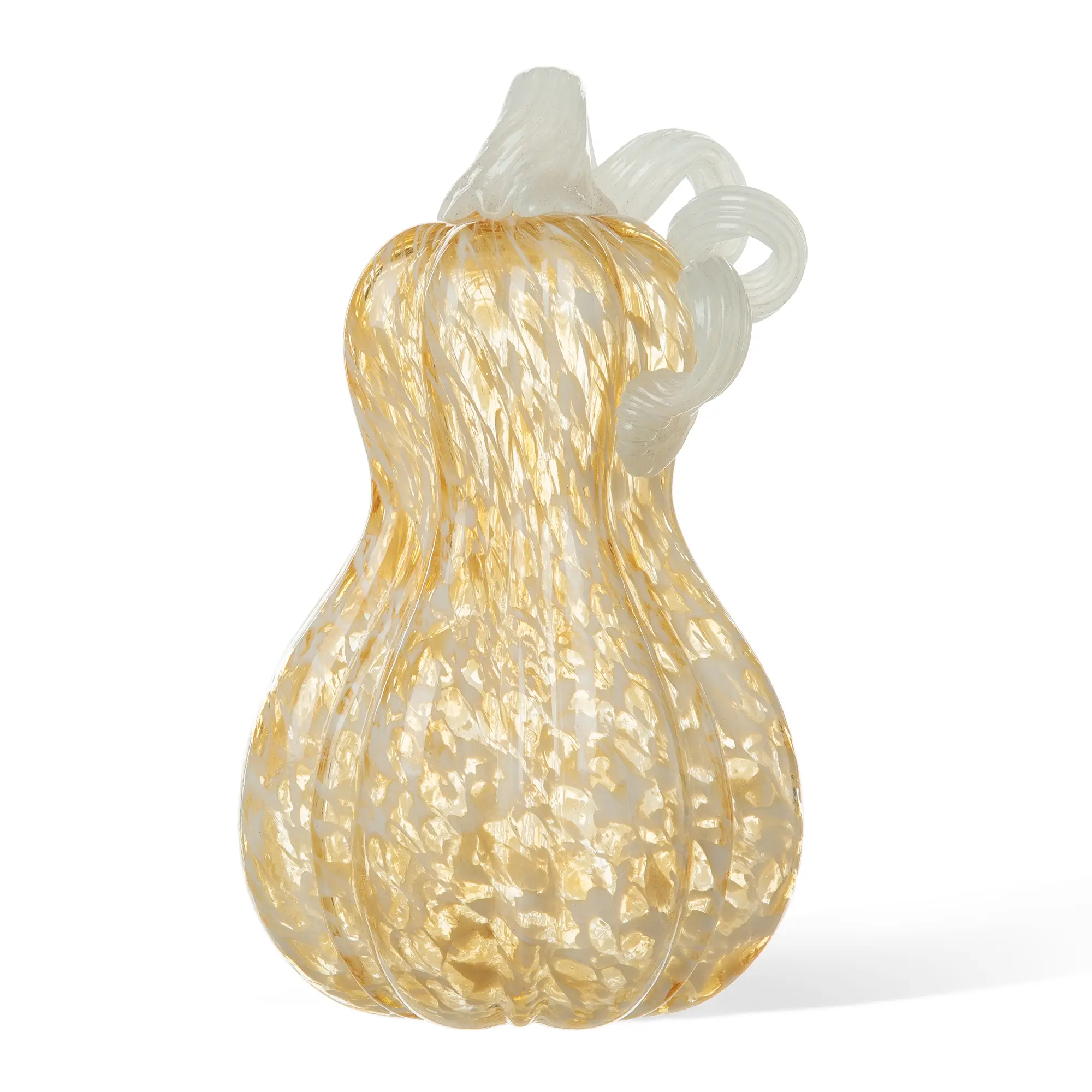 Glitzhome 8.5"H Unique Harvest Halloween Glass Gourd with Amber Dots, Customizable Festive Decor for Room Decor, Home Supplies