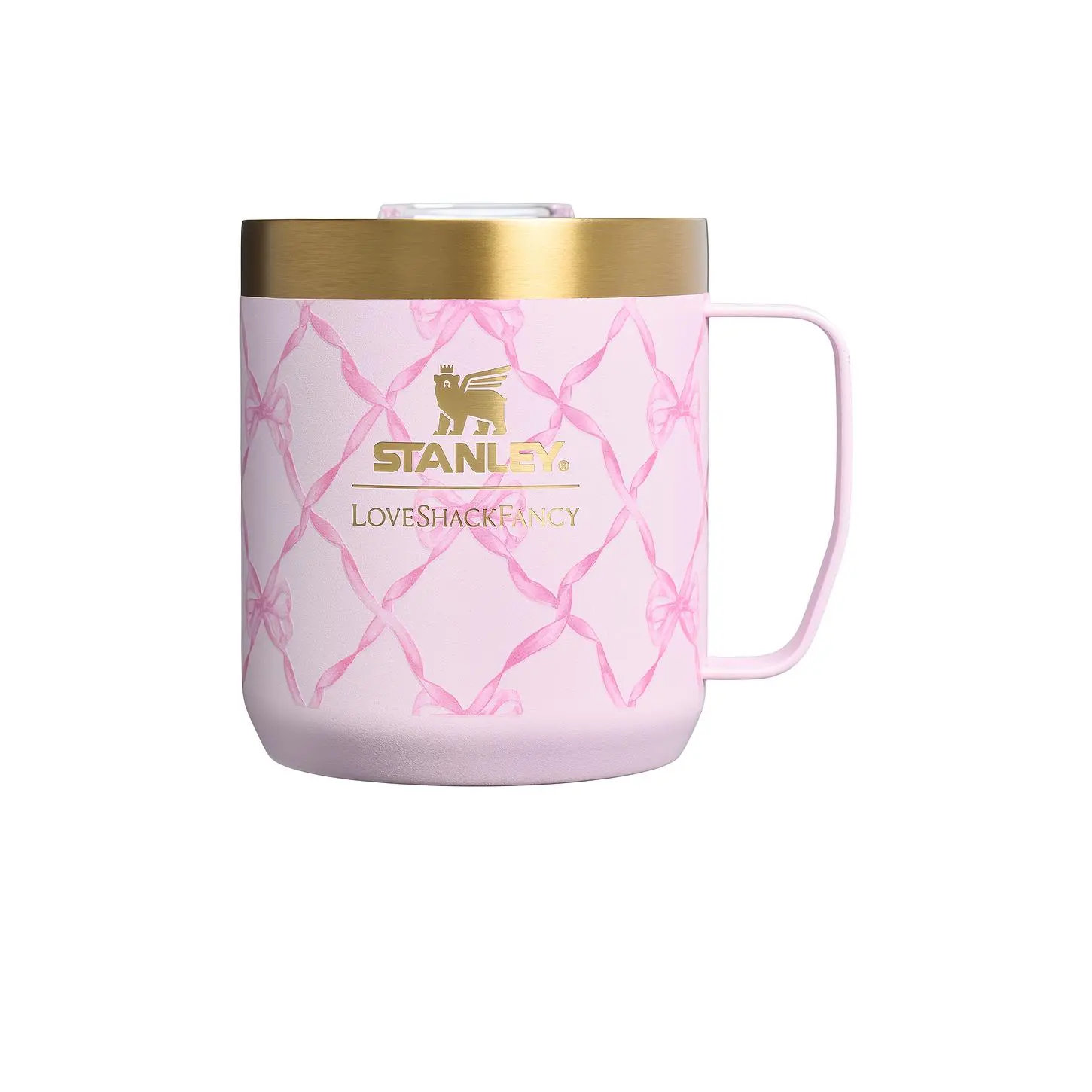 STANLEY x LoveShackFancy The Stay-Hot Camp Mug Set Of 2 in Baby Bow Peppermint Pink STANLEY x LoveShackFancy The Stay-Hot Camp Mug Set Of 2 in Baby Bow Peppermint Pink