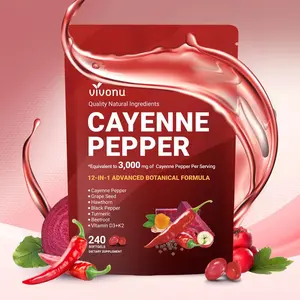 Cayenne Pepper Softgels 240 Count with Beetroot Hawthorn Extracts & Vitamins D3 K2 E for Cardiovascular & Leg Vein Support, Plant-Based Non-GMO Dietary Supplement for Circulation & Vitality