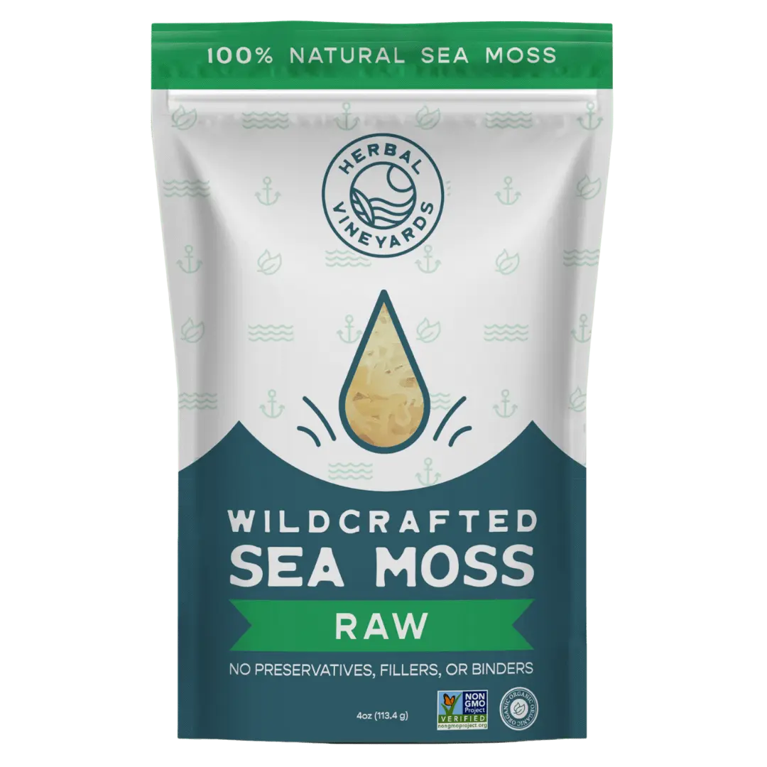 Herbal Vineyards Raw Wildcrafted Sun-Dried Sea Moss Nutrient-Rich Health Supplement - Non-GMO, Gluten-Free, Vegan, All-Natural Superfood with Iodine Minerals, All Ages Wellness Boost from Saint Lucia Source, Store in Dry Place