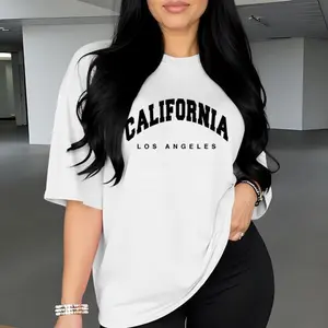 Women's Casual Sport T-Shirt - California Los Angeles Graphic Print,  Round Neck Summer Top, Relaxed Fit for Gym, Lounge  Casual Attire, Gym Casual Wear  Relaxed Fit Shirt  Lightweight Fabric, Ladies T Shirts Athletic Style Activewear Logo Sweatshirt