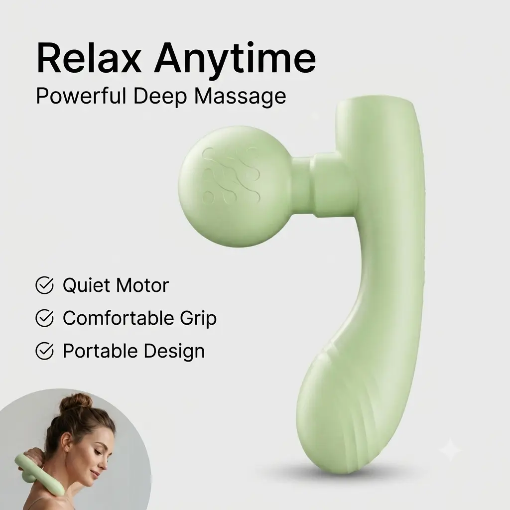 Portable Handheld Deep Tissue Massage Gun - Silent Quiet Motor, Vibrations, Pain Relief, Ergonomic Grip, Fast Post-Workout Recovery, Lightweight for Easy Travel Carry, Lithium Ion Batteries, Wellness Tool for Office/Travel, Wellness Routines