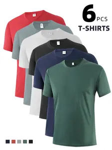 6-Pack Textured Performance Tee Mens Athletic Fit Breathable Quick-Dry Shirts Textured Performance