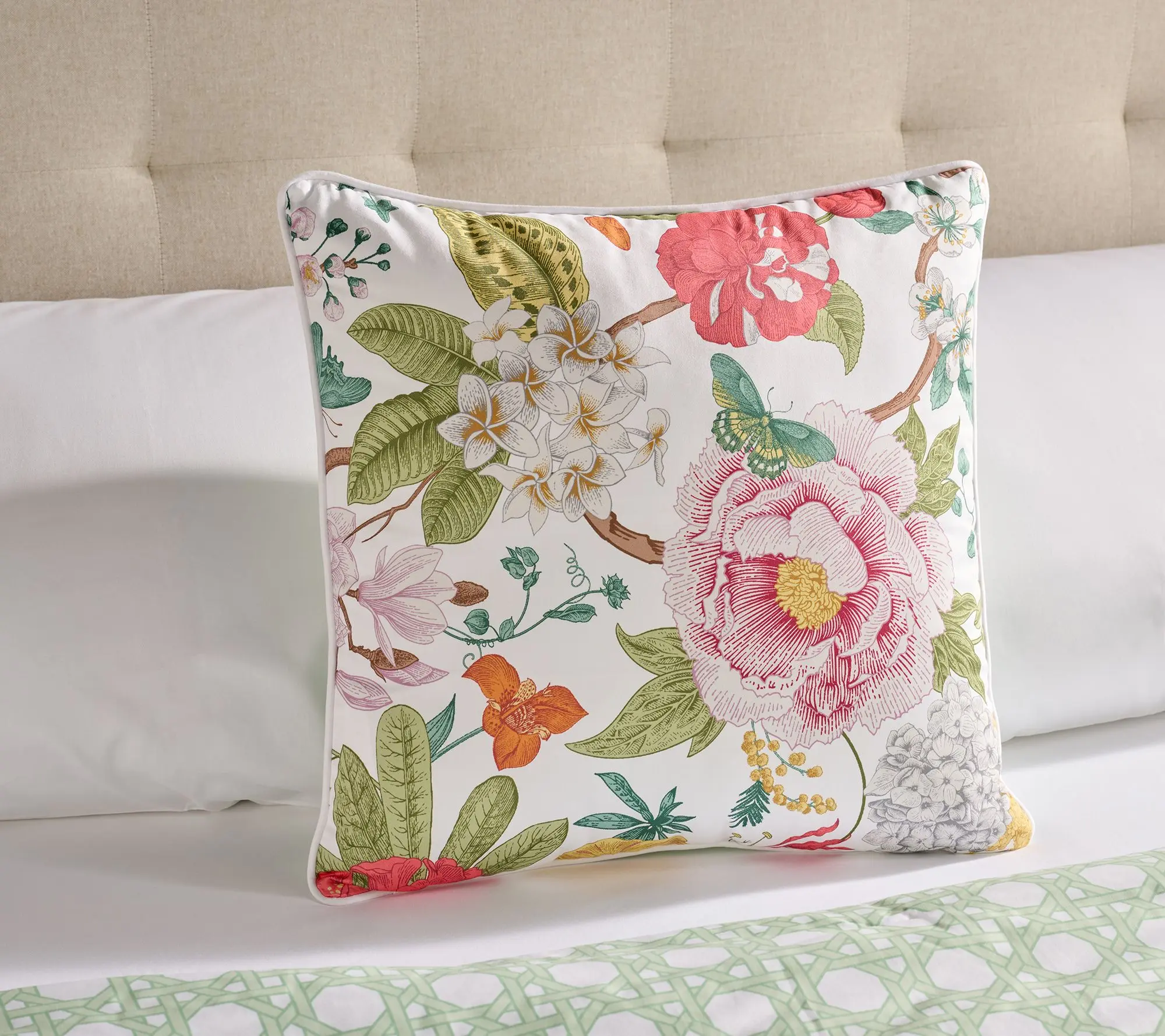 Mrs H. 20"x20" Reversible Decorative Pillow with Piping