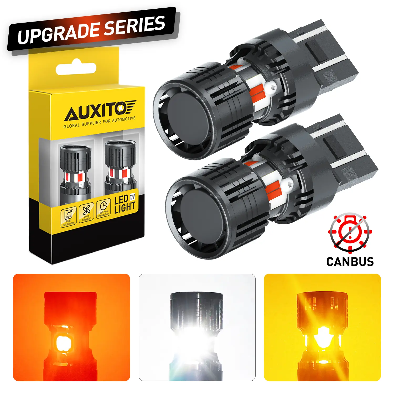 AUXITO Latest CANBUS LED Tail Brake Turn Signal Light Bulbs ,5800LM 600% Brighter,Built-in Resistor ,Anti Hyper Flash,Error-Free,Plug and Play,Reverse Backup Stop Light DRL/Parking Light，Select Bulb Model: 7440/7443 3156/3157 1157 1156/BA15S 7507/BAU15S