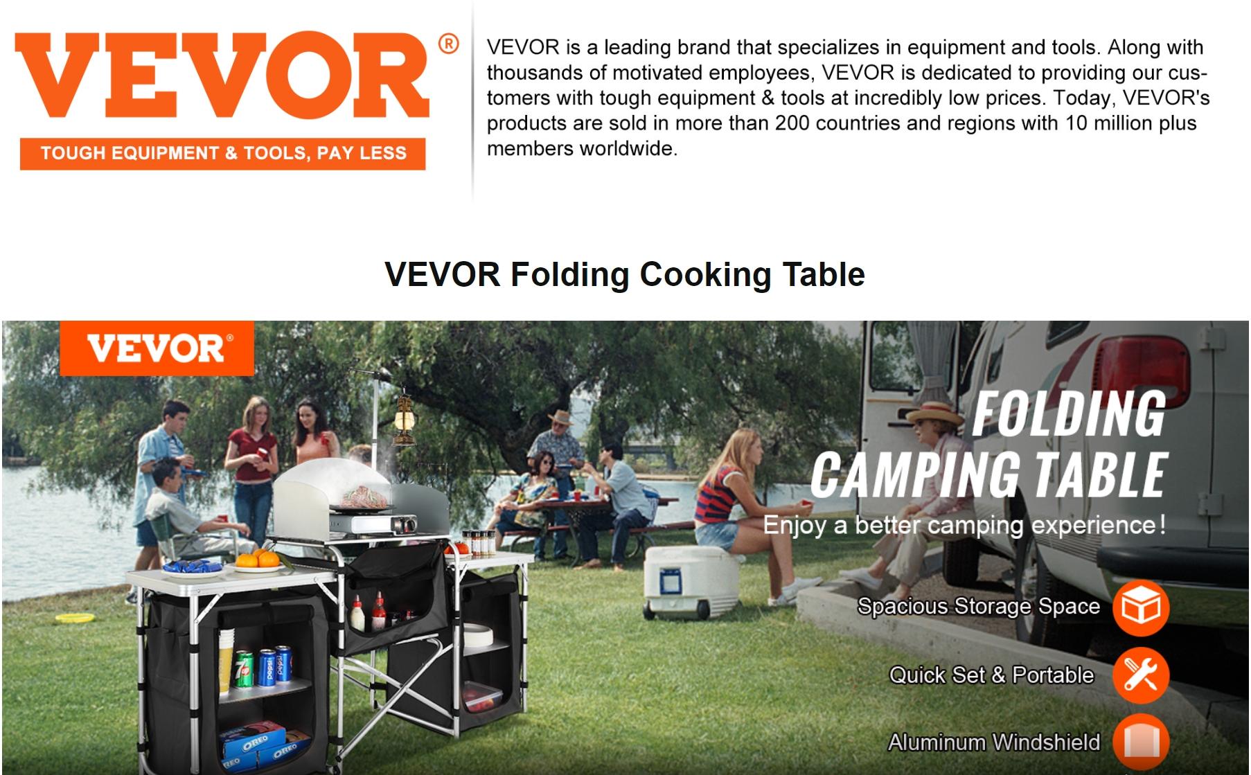 VEVOR Camping Kitchen Table, TikTokShopBlackFriday, Folding Outdoor Cooking Table with Storage Carrying Bag, Aluminum Cook Station 3 Cupboard & Detachable Windscreen, Quick Set-up for Picnics, BBQ, RV Traveling VEVOR Camping Kitchen Table, TikTokShopBlackFriday, Folding Outdoor Cooking Table with Storage Carrying Bag, Aluminum Cook Station 3 Cupboard & Detachable Windscreen, Quick Set-up for Picnics, BBQ, RV Traveling