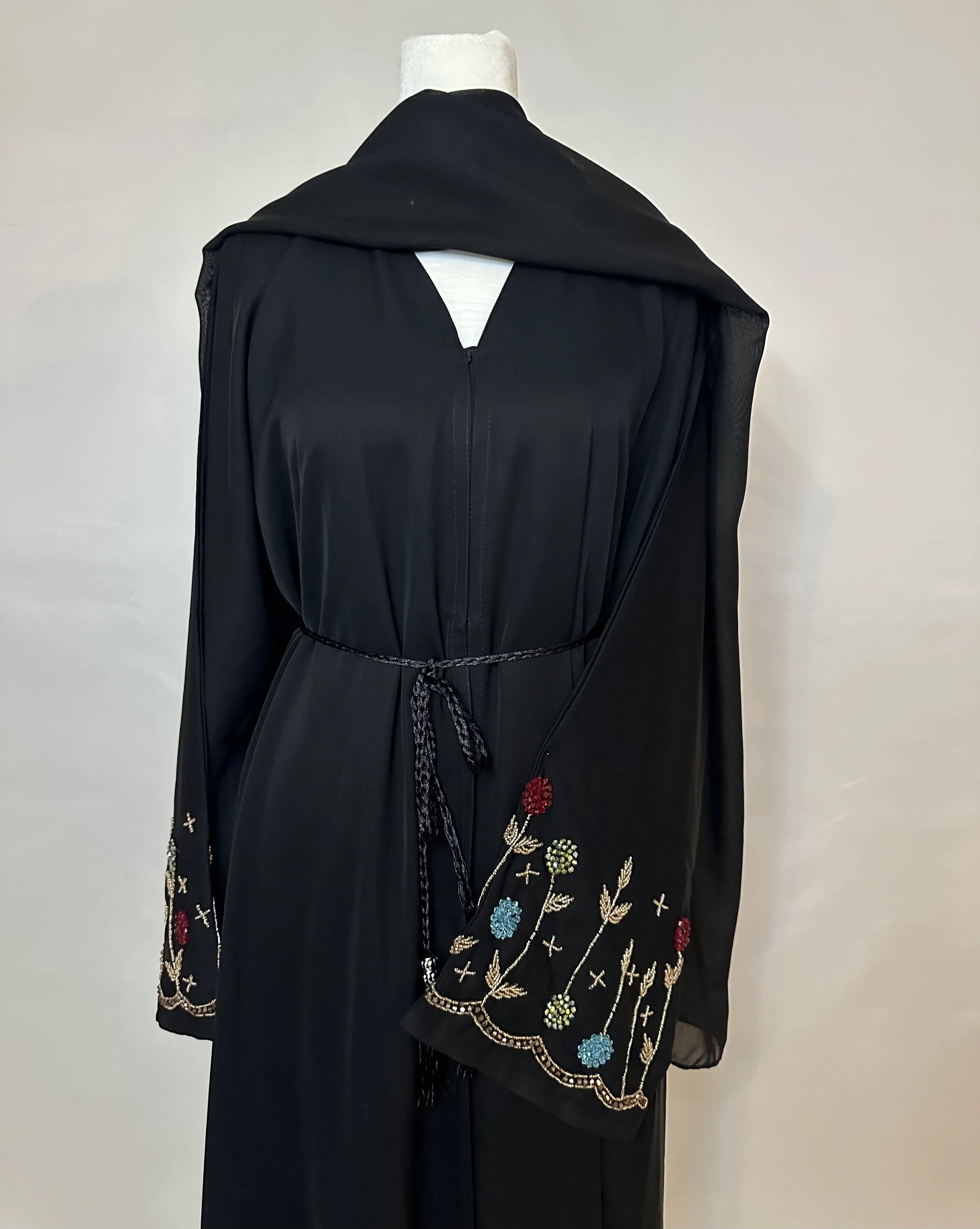 Black Floral Abaya
