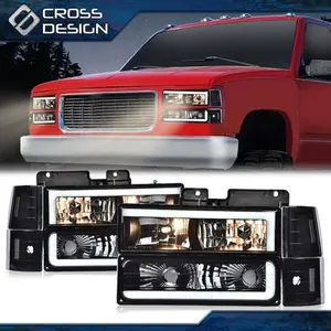 CROSSDESIGN LED DRL Headlights Bumper Lamps Fit For 94-98 GMC C10 C/K 1500 2500 3500 Sierra