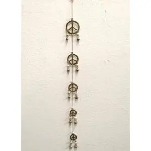 Peace Brass Wind Chime with Beads 32" Long