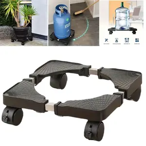 Adjustable length and width telescopic heavy-duty plant support with movable square tray, equipped with swivel wheels and brakes, suitable for moving objects such as gas tanks, flower pots, cooking pots, etc. to transport plants.