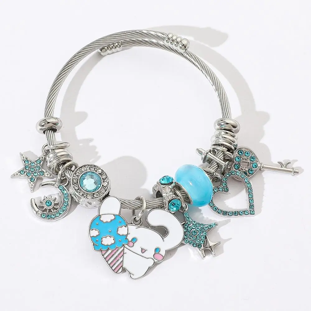 Sanrio Cinnamoroll Cartoon Character Beaded Adjustable Bracelet, Kawaii Fashion Wrist Jewelry for Girls, Suitable for Daily & Evening Wear, Female