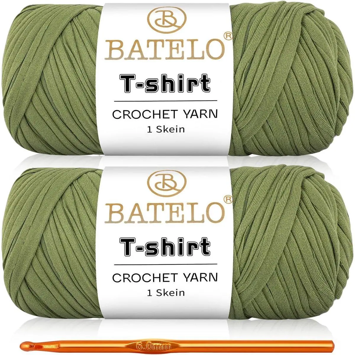 2 Pack T-Shirt Yarn Crochet Yarn for Beginner Crochet Bags/Basket/Coaster,Tshirt Yarn 400g/144yds High Elastic Thick Yarn Polyester Fabric（Avocado Green）