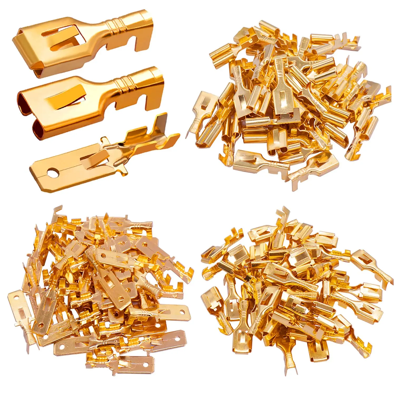 150Pcs/Set 6.3mm Male Female Spade Connector,Quick Splice Crimp Terminals,Non Insulated Wire Connector for Electrical Wiring Relay Car Audio Speaker N-005-6.3,Tools & Hardware