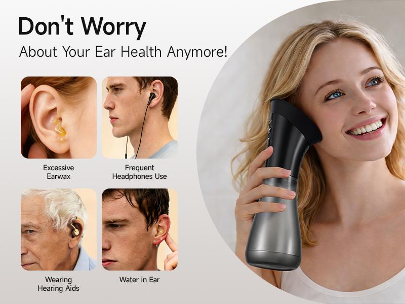 Renergy Electric Ear Wax Removal Kit with LED Display, Powered Ear Wax Remover, Dual Clean & Waste Tank, Water Ear Cleaner & Ear Cleaning Kit, Ear Irrigation Flushing System, 3 Modes, 12 Nozzles, IP67