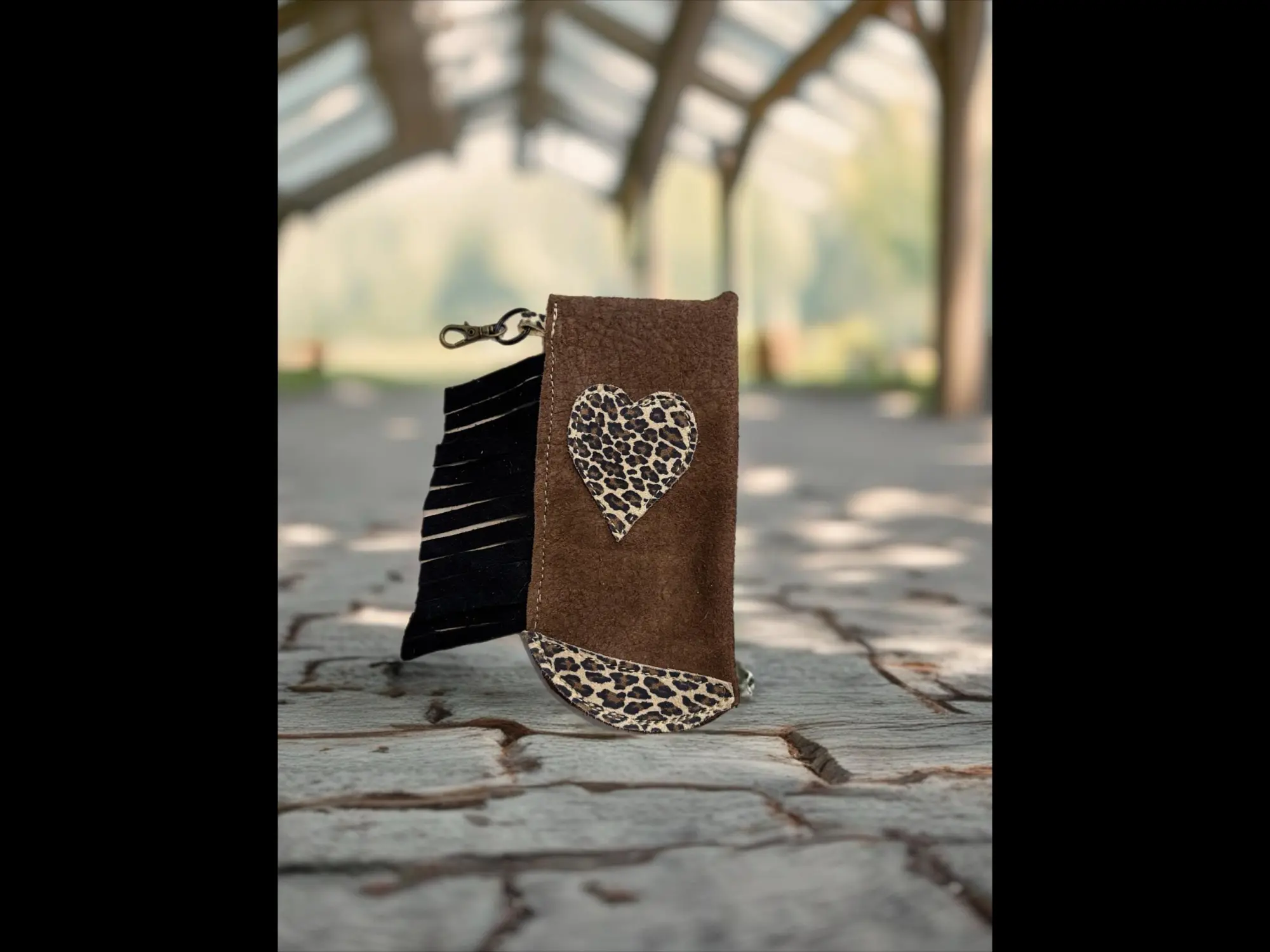 Beautiful Authentic Leather Sunglasses Case with Chapstick Holder