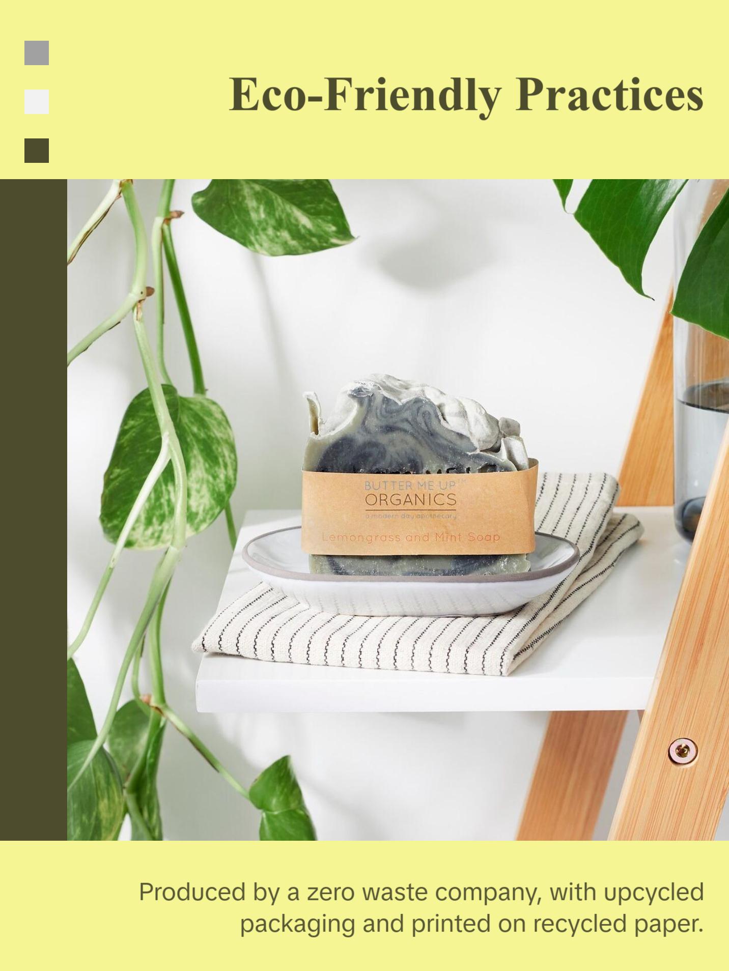 Organic Lemongrass Mint with Activated Charcoal and French Green Clay / Vegan Soap / PALM FREE