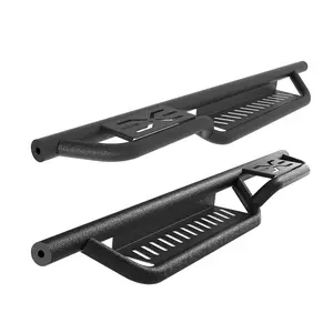 GARVEE Running Boards Compatible with 2007-2018 Jeep Wrangler JK JKU Unlimited 2 Doors, Black Powder Coated Steel Nerf Bar, Two Stairs, 6 Inch Side Steps