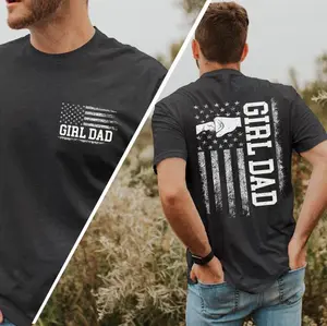 Girl Dad American Flag T-Shirt – Proud Girl Dad Graphic Tee, Patriotic USA Style Shirt, Father Gift for Dad, Casual Streetwear