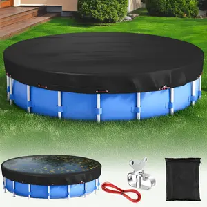 Zanhubruake  Round Above-Ground Pool Cover,SolarPool Cover for Above Ground Pools-Round Waterproof PoolCover with Accessories Included ,pool equipment shadecover,pool heater cover
