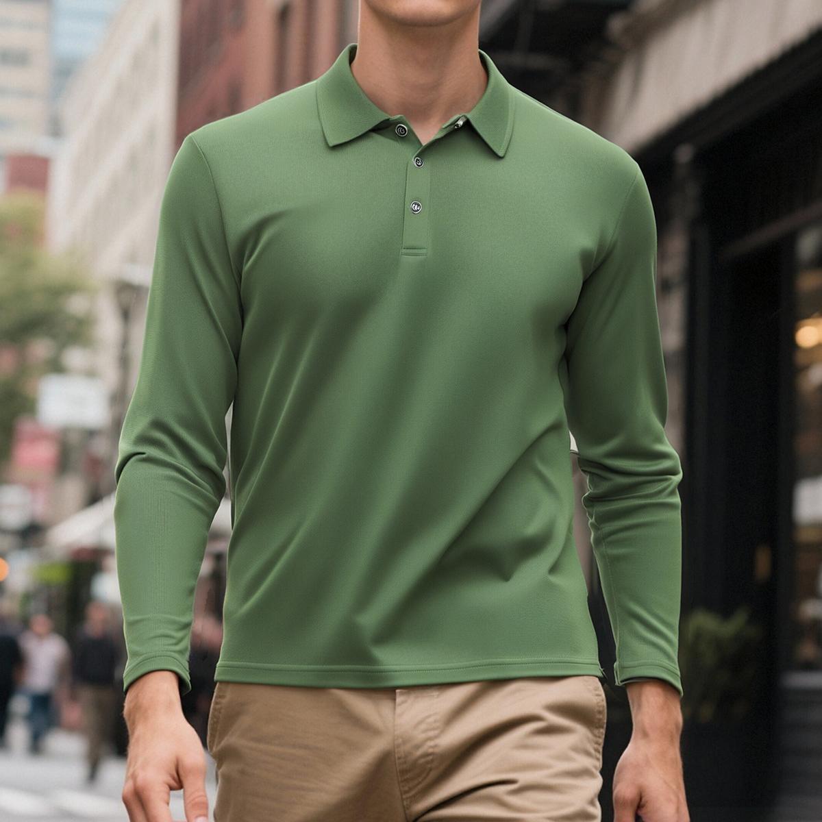 The men's long-sleeved golf shirt features a pointed collar design and has the functions of moisture-wicking and sweat absorption. It is suitable for casual wear in spring and autumn, and also suitable for business casual occasions. Valentine's Day gift