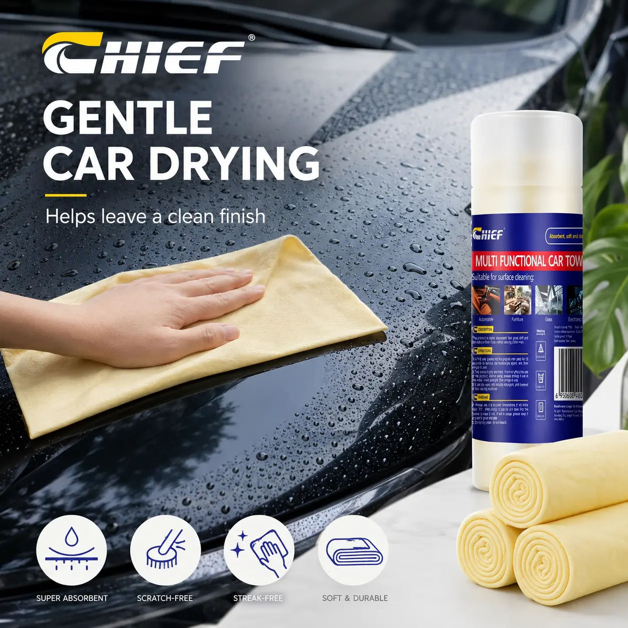 CHIEF 3-Pcs  Counts Thick Cleaning Cloth,Towels for Cars,Rags for Kitchen,Lint Free Microfiber,Polishing Waxing Dry for Cars Absorbent Towel,Rags for House,Random Color,Car Towels and Cleaning Supplies, Microfiber Towels for Cars#Back to School,toolupgrad