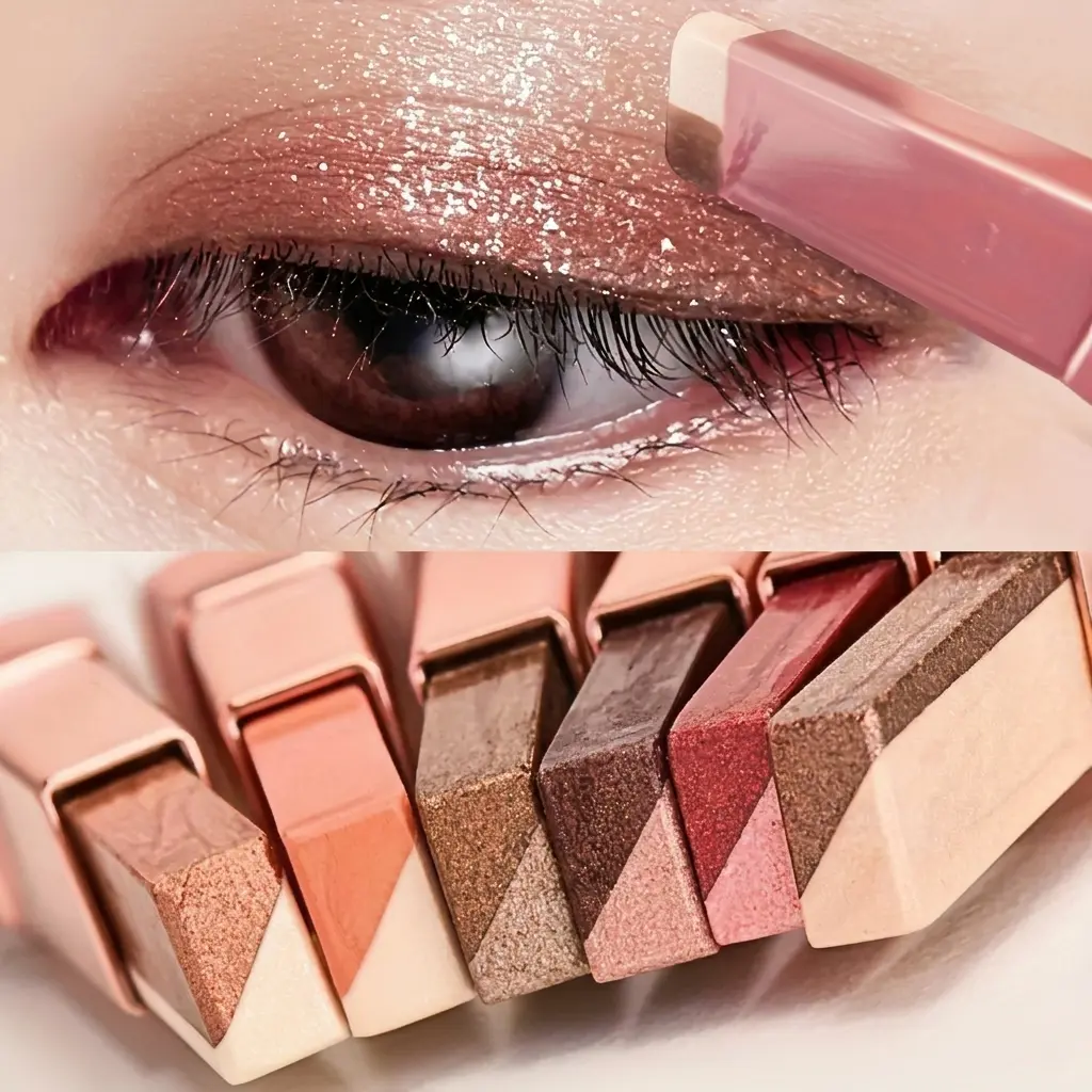 6Pcs Two-Tone Ombré Eyeshadow Stick Set Cream Gradient Eye Shadow Pen High Pigment Waterproof Smudge Proof Long Lasting Eye Makeup Shimmer Matte Highlighter Duo Beginner Friendly Quick Application Portable Travel Daily Beauty Gift Set Cosmetic Blend