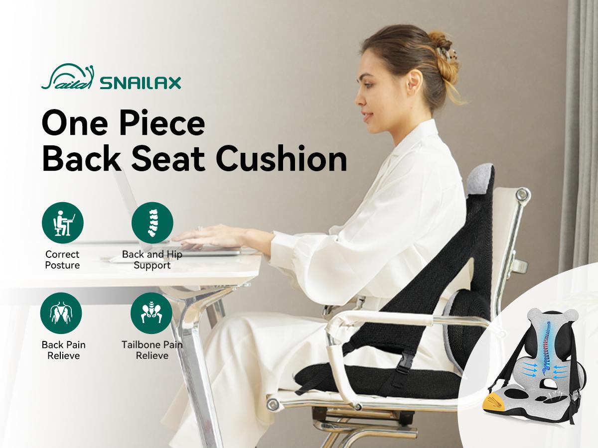 Snailax Memory Foam Lumbar Support Pillow, Car Seat Cushion, Office Chair Cushion, One Piece Chair Pad, Improve Posture, Sciatica, Hip & Back Coccyx Tailbone Pain Snailax Memory Foam Lumbar Support Pillow, Car Seat Cushion, Office Chair Cushion, One Piece Chair Pad, Improve Posture, Sciatica, Hip & Back Coccyx Tailbone Pain
