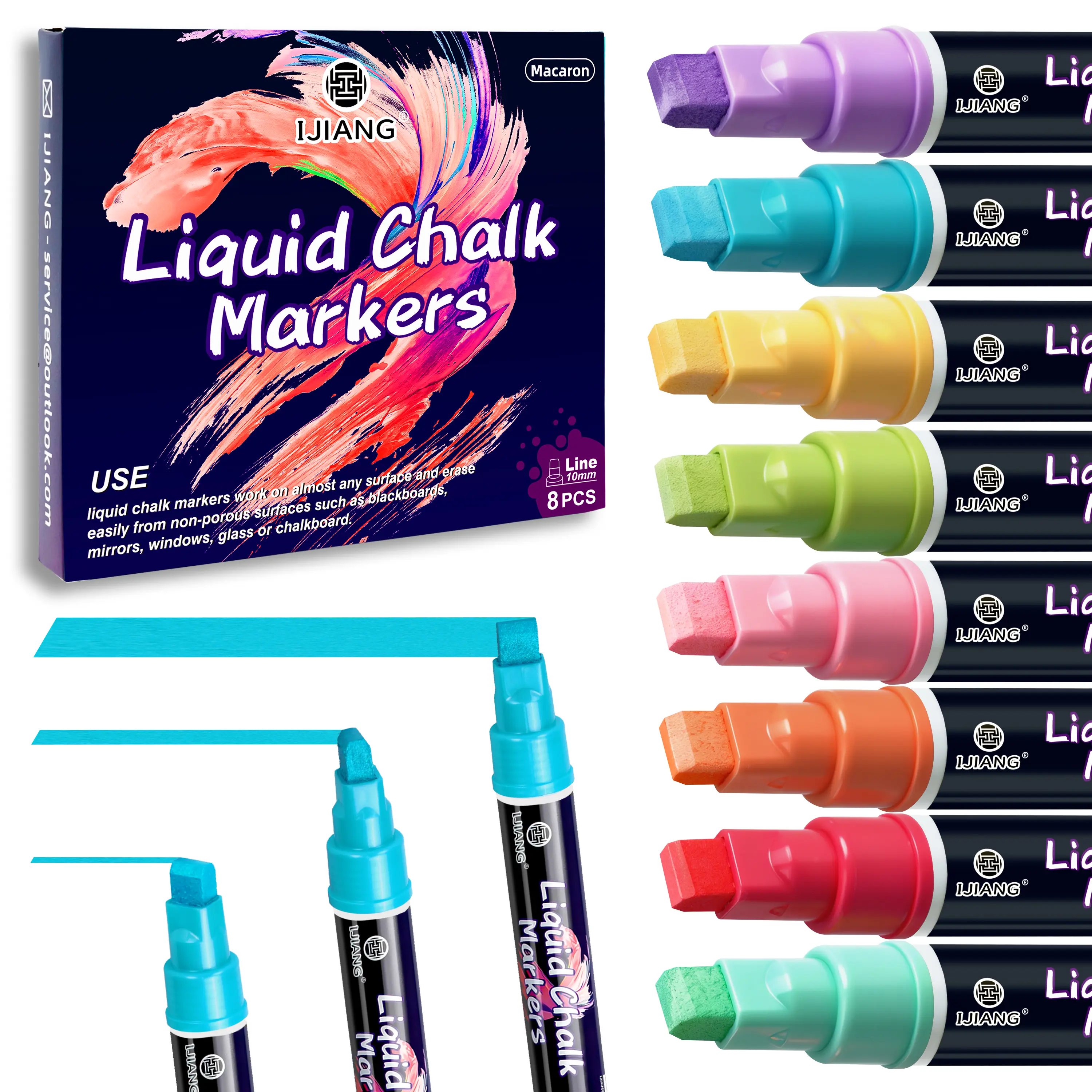 Jumbo Liquid Chalk Markers Pens, with 10mm 3 in 1 Nib Thick Wide Tips, Dry Erase & Wet Erase Pastel Chalk Marker Pen for Glass, Window, Cars, Mirror, Chalkboard, Whiteboard, Blackboard Signs