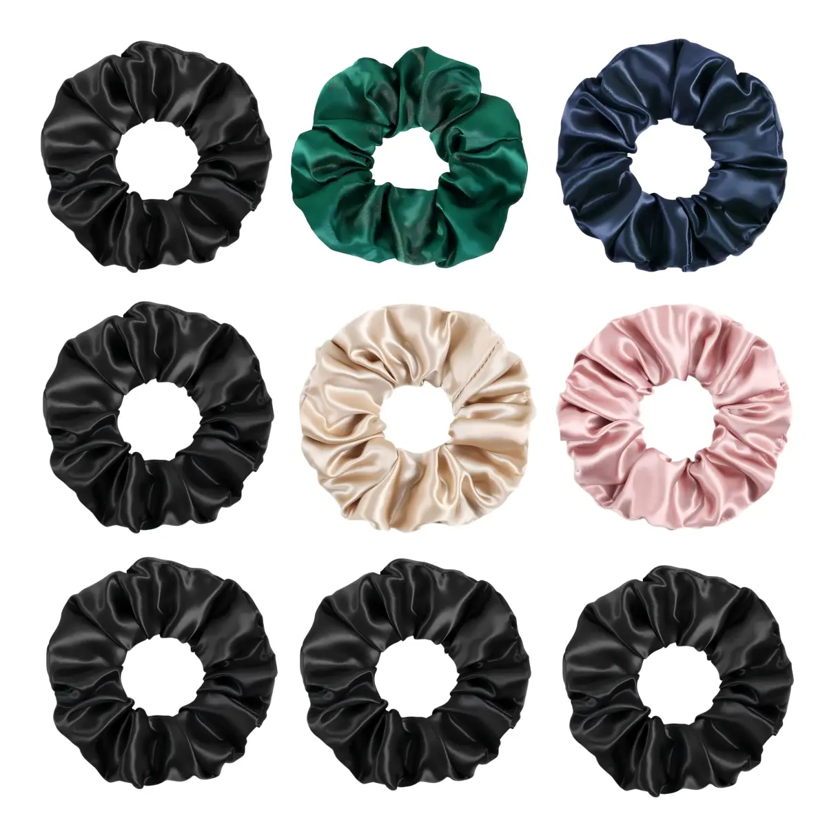 9 Pcs Satin Scrunchies - Silk Scrunchies Ponytail Holders,Soft Satin Hair Ties No Damage,Hair Accessories for Women